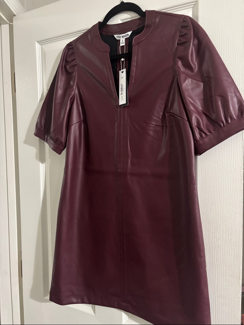 Steve Madden Wine Faux Leather Mini Dress